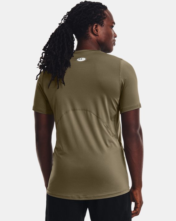Men's HeatGear® Armour Fitted Short Sleeve, Green, pdpMainDesktop image number 1
